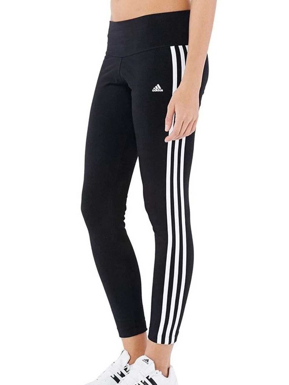 Adidas (S) Climalite 3-Stripe High-Rise Full-Length Leggings Black Iconic